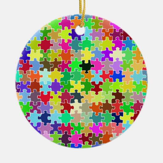 Colorful Jigzaag Puzzle Pattern Keramisch Ornament (Voorkant)