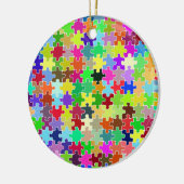 Colorful Jigzaag Puzzle Pattern Keramisch Ornament (Links)