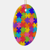 Colorful Jigzaag Puzzle Pattern Keramisch Ornament (Rechts)