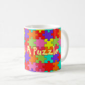 Colorful Jigzaag Puzzle Pattern Koffiemok (Voorkant rechts)