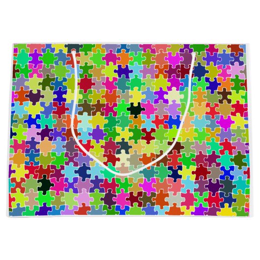 Colorful Jigzaag Puzzle Pattern Large Cadeautasje (Voorkant)