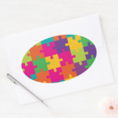 Colorful Jigzaag Puzzle Pattern Ovale Sticker (Envelop)