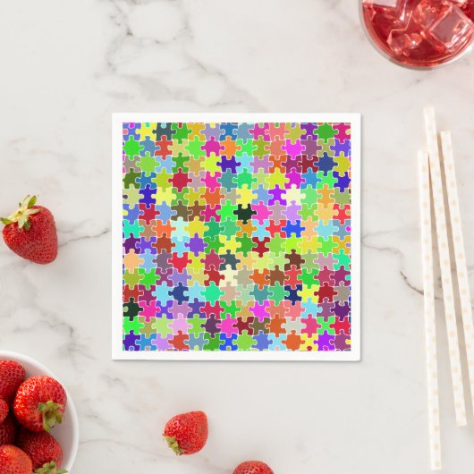 Colorful Jigzaag Puzzle Pattern Servetten (Insitu)