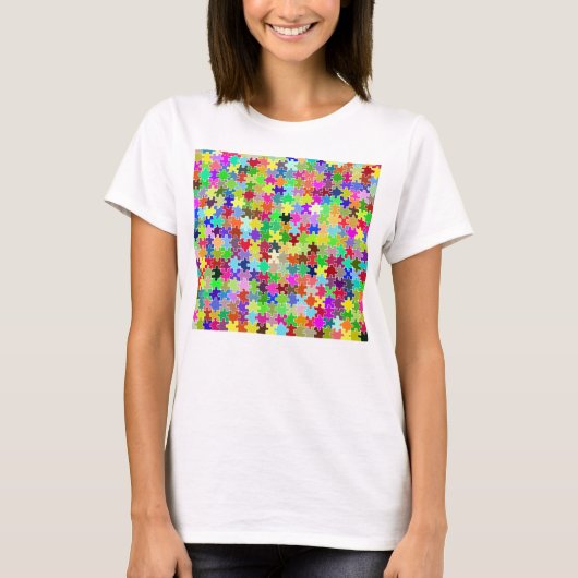 Colorful Jigzaag Puzzle Pattern T-shirt (Voorkant)
