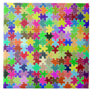 Colorful Jigzaag Puzzle Pattern Tegeltje