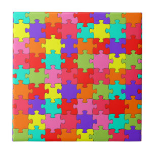 Colorful Jigzaag Puzzle Pattern Tegeltje
