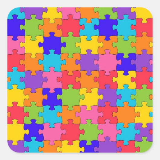 Colorful Jigzaag Puzzle Pattern Vierkante Sticker (Voorkant)