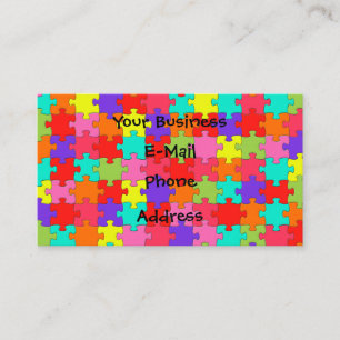 Colorful Jigzaag Puzzle Pattern Visitekaartje