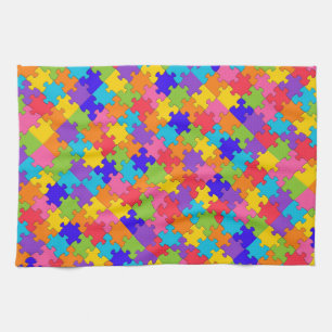 Colorful Jigzaag Puzzle Pieks Happy Puzzler Theedoek
