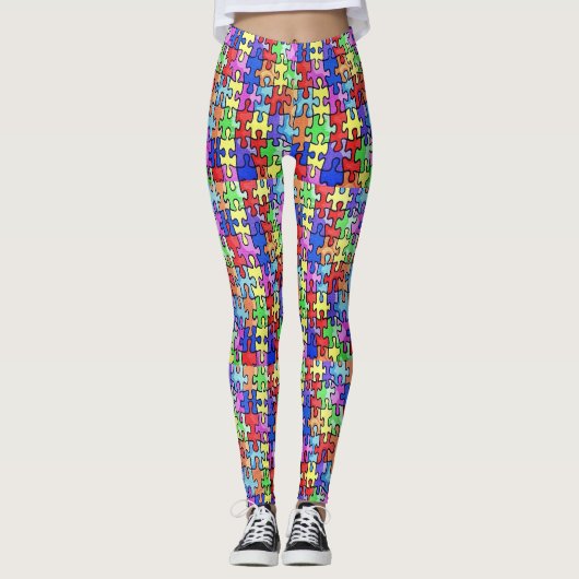 Colorful Jigzaag Puzzle PiElke Leggings (Voorkant)