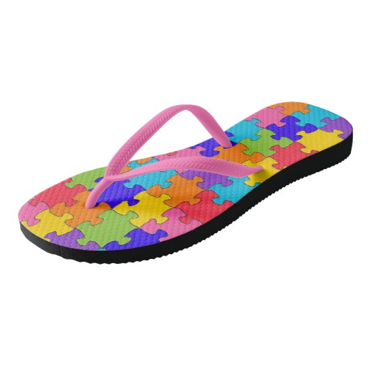 Colorful Jigzaag Puzzle Teenslippers (Schuin)