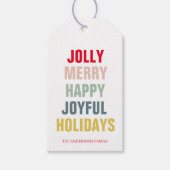 Colorful Jolly Merry Happy Joyful Feestdagen Cadeaulabel (Voorkant)
