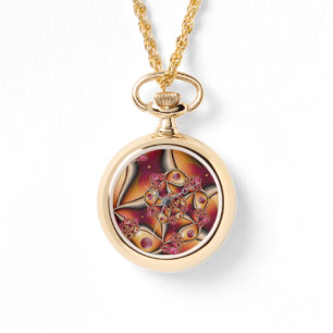 Colorful Joy Abstract Red Oranje Fantasy Fractal Horloge