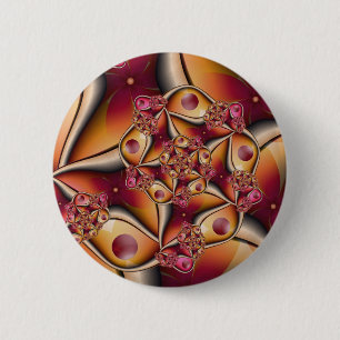 Colorful Joy Abstract Red Oranje Fantasy Fractal Ronde Button 5,7 Cm