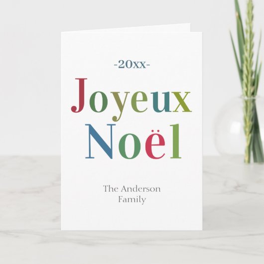 Colorful Joyeux Noel French Kerstmis Notitiekaartje (Voorkant)
