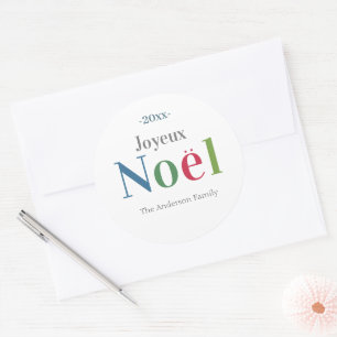 Colorful Joyeux Noel French Kerstmis Ronde Sticker