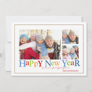 Colorful Joyeux Nouvel An Trois Carte photo photo