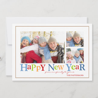 Colorful Joyeux Nouvel An Trois Carte photo photo