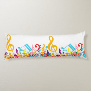 Colorful Jumked Musical Notes Lichaamskussen