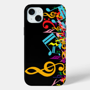 Colorful Jumked-Muzieknoten op zwart iPhone 15 Mini Hoesje