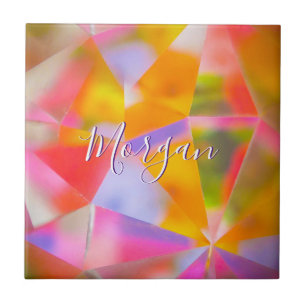 Colorful Kaleidoscoop, DIY Name & Art White Script Tegeltje