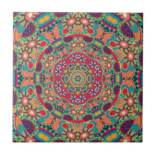 Colorful Kaleidoscope Mandala Pattern Tegeltje (Voorkant)