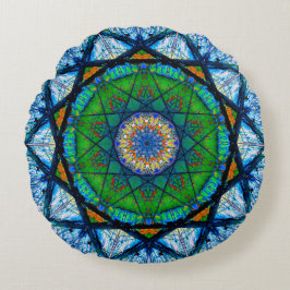 Colorful Kaleidoscopic Mosaic | Abstract Mandala Rond Kussen
