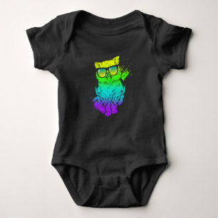 Colorful Kat DJ Techno Cat Music Dm Party Romper