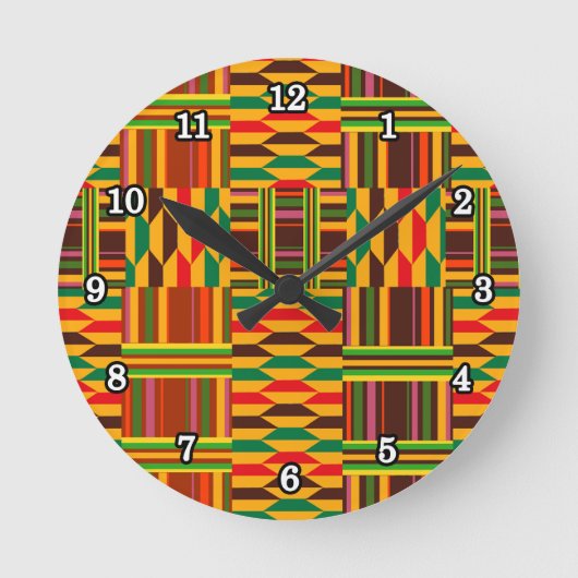 Colorful Kente Ronde Klok (Voorkant)