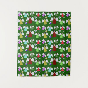 Colorful KerstAngels Pattern Wandkleed