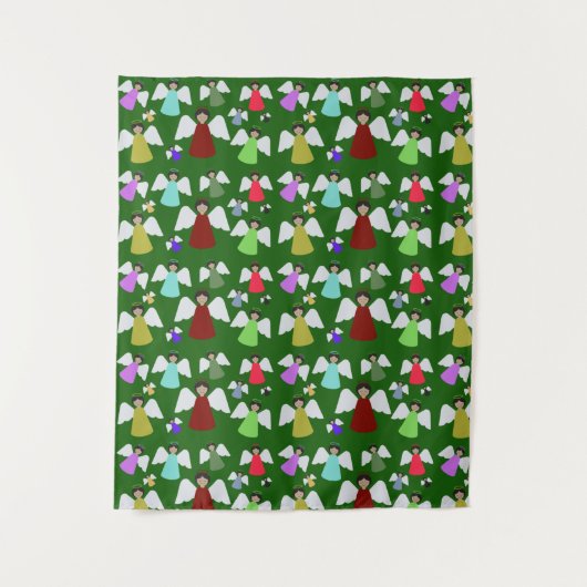 Colorful KerstAngels Pattern Wandkleed (Voorkant)