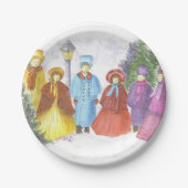 Colorful KerstCarolers Papieren Bordje (Voorkant)