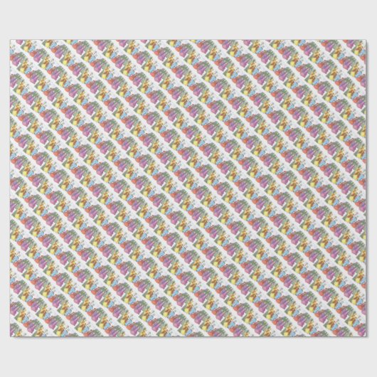 Colorful KerstCaroling Cadeaupapier (Vlak)