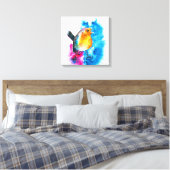 Colorful KerstRobin Waterverf Canvas (Insitu (Slaapkamer))