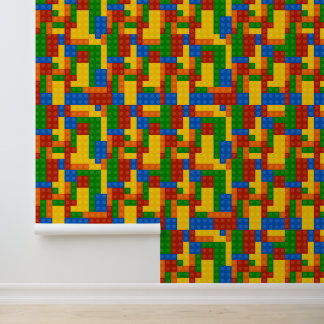 Colorful Kinder Building Bricks Pattern Behang