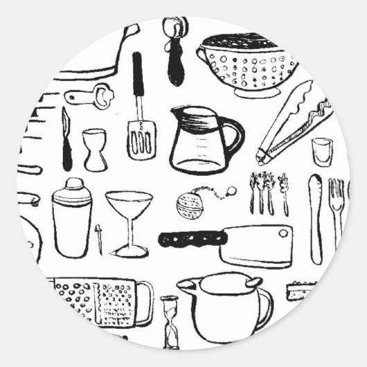 Colorful Kitchen Pattern Ronde Sticker (Voorkant)