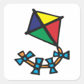 Colorful Kite Square Sticker (Voorkant)