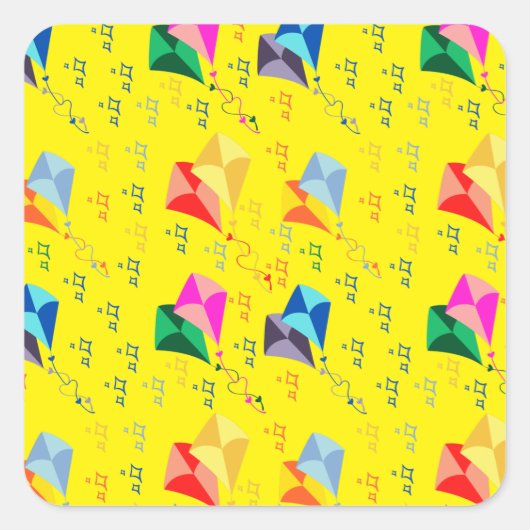 Colorful Kites festival Vierkante Sticker (Voorkant)