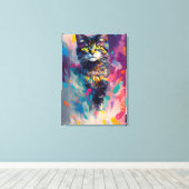 Colorful Kitty Cat Canvas Afdruk (Insitu (Houten vloer))