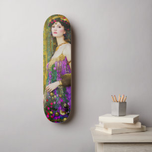 Colorful Klimt Style Collage Portret van een vrouw Skateboard