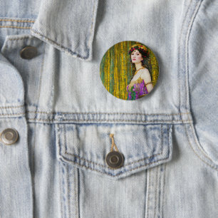 Colorful Klimt Style Collage Portret van vrouw Ronde Button 5,7 Cm