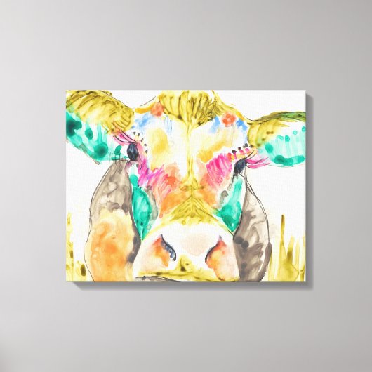 Colorful Koe Design Canvas Afdruk (Voorkant)