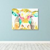 Colorful Koe Design Canvas Afdruk (Insitu (Houten vloer))