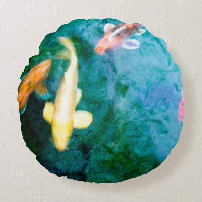 Colorful Koi Fish Rond Kussen (Voorkant)