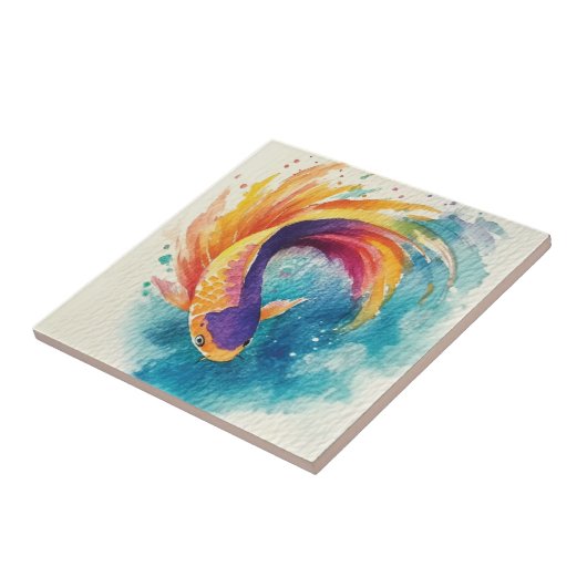 Colorful Koi Fish Tegeltje (Zijkant)