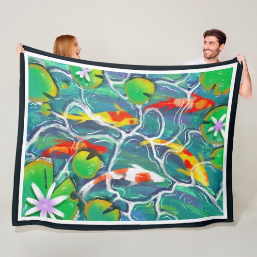 Colorful Koi Pond Fleece Deken (In situ)