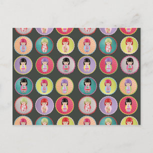 Colorful Kokeshi Dolls Briefkaart