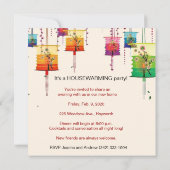 Colorful Lantern Cherry Tree Birds Housewarming Kaart (Achterkant)