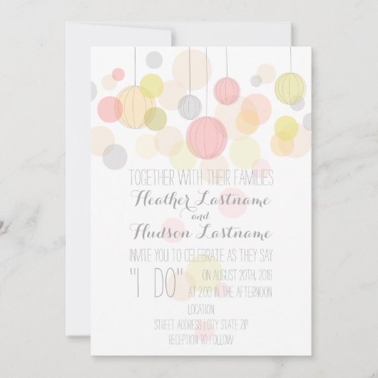 Colorful Lantern Wedding Kaart (Voorkant)