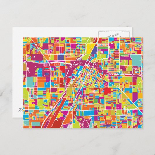 Colorful Las Vegas, Nevada Map Briefkaart (Voorkant / Achterkant)